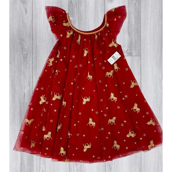 Lilt Girls Red Dress, Gold Unicorns, Birthday Christmas *New - Picture 1 of 4